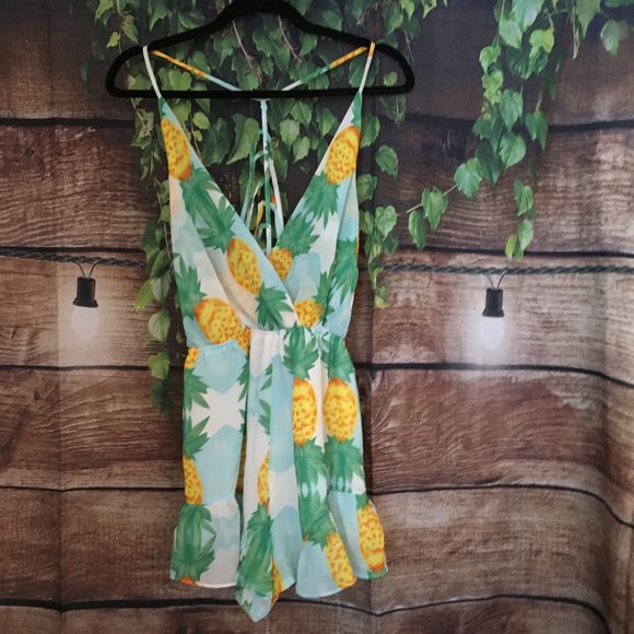 🍍Pineapple Razor Back Shorts Romper - Picture 7 of 11